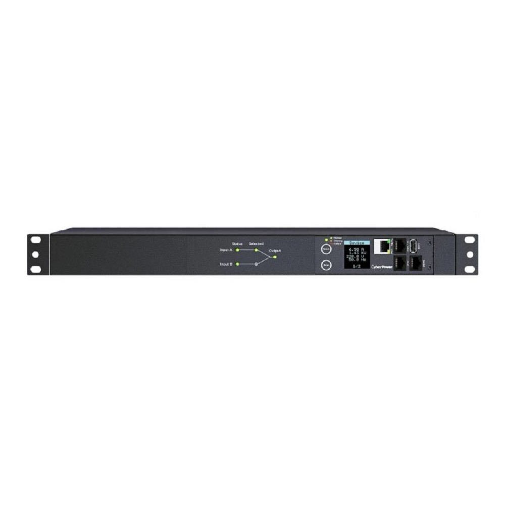 CyberPower PDU44005 (PDU20SWHVIEC10ATNET) ATS {1U type, 16Amp,SNMP, plug IEC 320 C20 (8x C13 и 2x C19) }