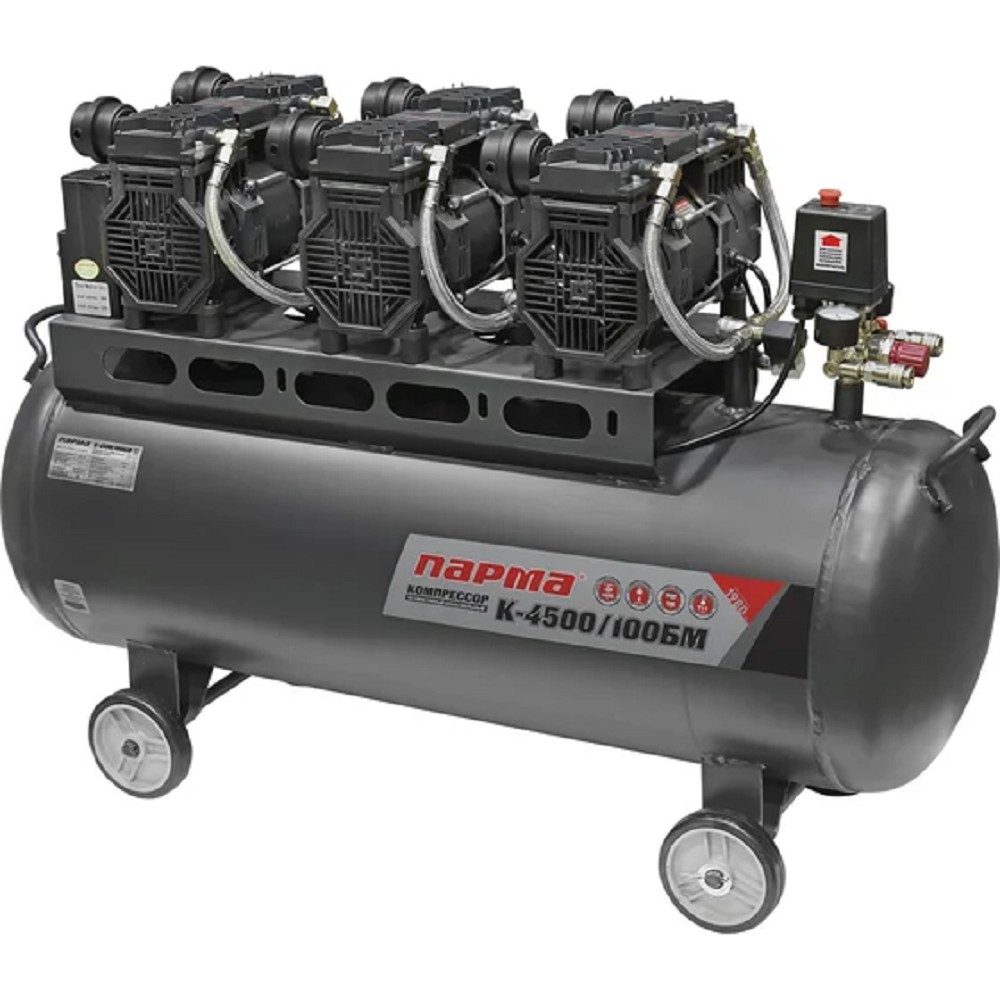 Компрессор Парма K-4500/100БМ [02.014.00009] { (безмаслян. 3*1500 Вт, 100л, 711 л/м)(6шт/пал) }