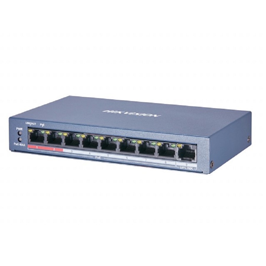 HIKVISION DS-3E0109P-E/M(B)  Коммутатор  9x100Mb 8PoE+ 58W неуправляемый 