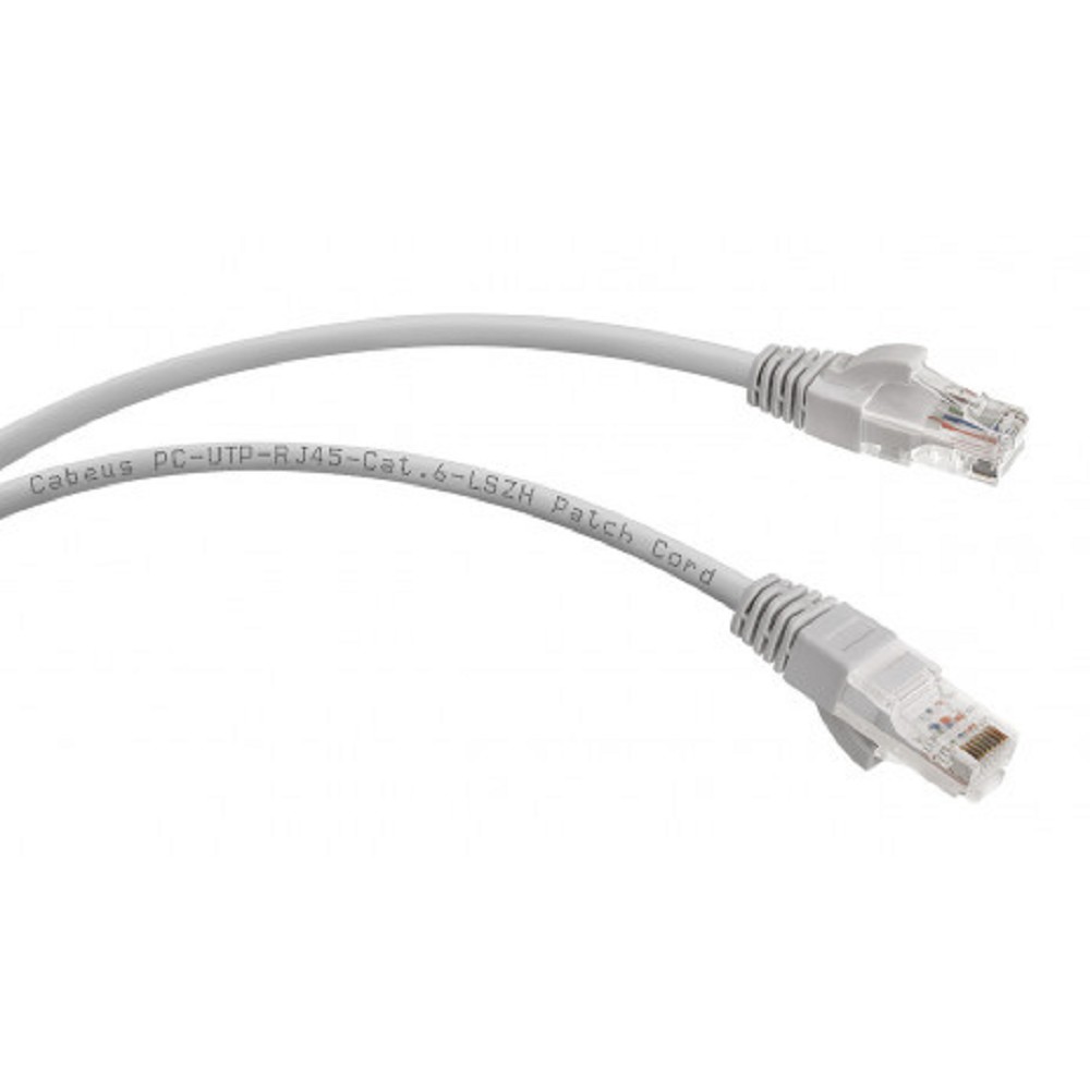 Cabeus PC-UTP-RJ45-Cat.6-1m-LSZH Патч-корд U/UTP, категория 6, 2xRJ45/8p8c, неэкранированный, серый, LSZH, 1м