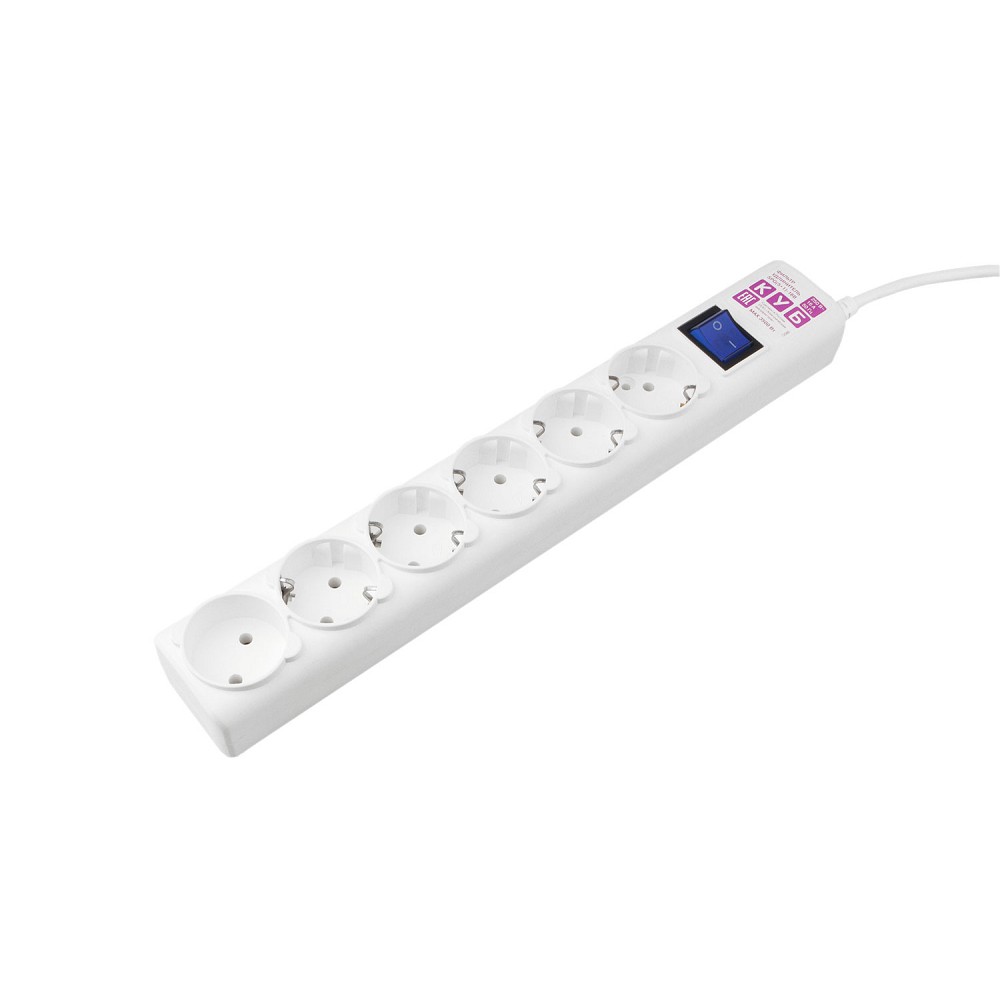 PowerCube Фильтр-удлинитель (SPG(5+1)-16B-1,9M) 6 розеток, 1.9м,16А/3,5кВт, белый