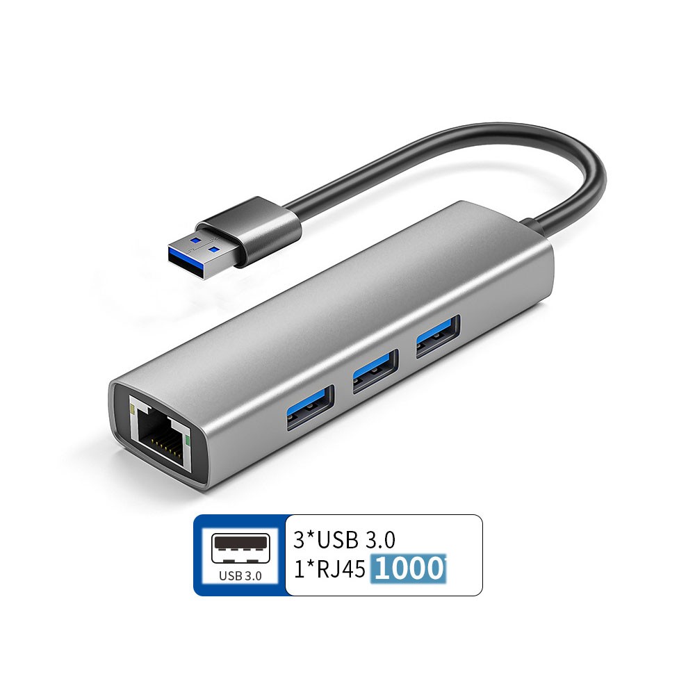 ORIENT JK-340N, разветвитель-сетевая карта USB 3.2 Gen1 (5 Гбит/c), порты: 3xUSB-A + RJ45 Gigabit Ethernet, RTL8153, 100/1000 Мбит/с, кабель USB Type-A, алюминиевый корпус, серебристый (33308)