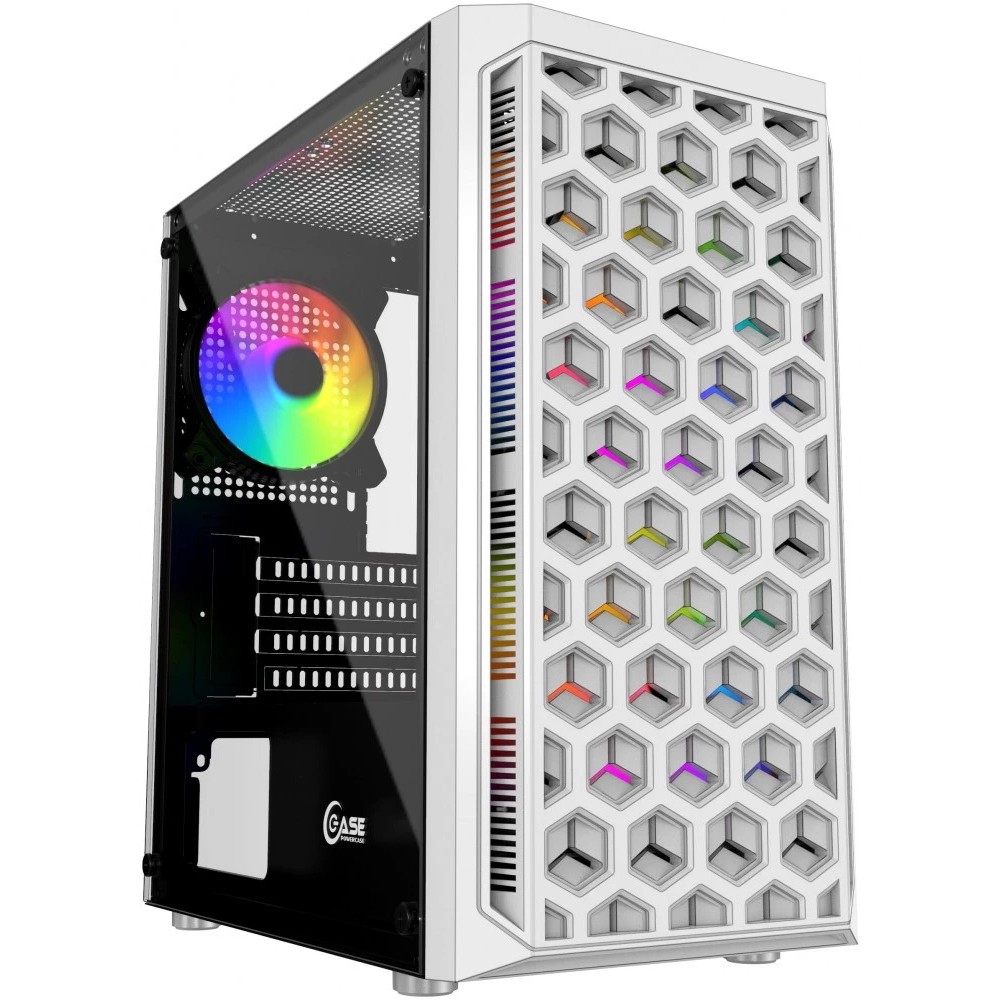 Powercase CMIMTW-L3 Корпус Mistral Micro T3W, Tempered Glass, Mesh, 2x 140mm + 1х 120mm 5-color fan, белый, mATX  (CMIMTW-L3)
