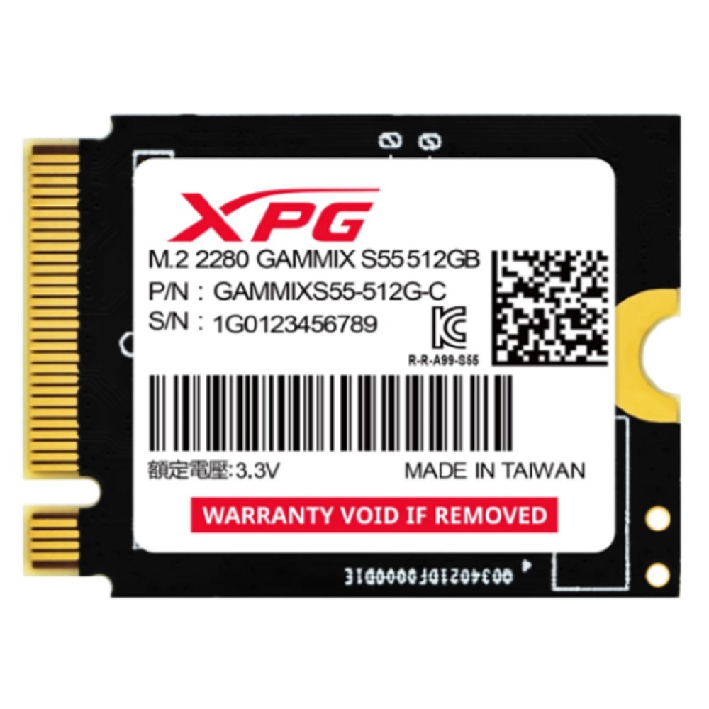 A-DATA SSD 512GB XPG GAMMIX S55 PCIe Gen4x4 with NVMe SGAMMIXS55-512G-C