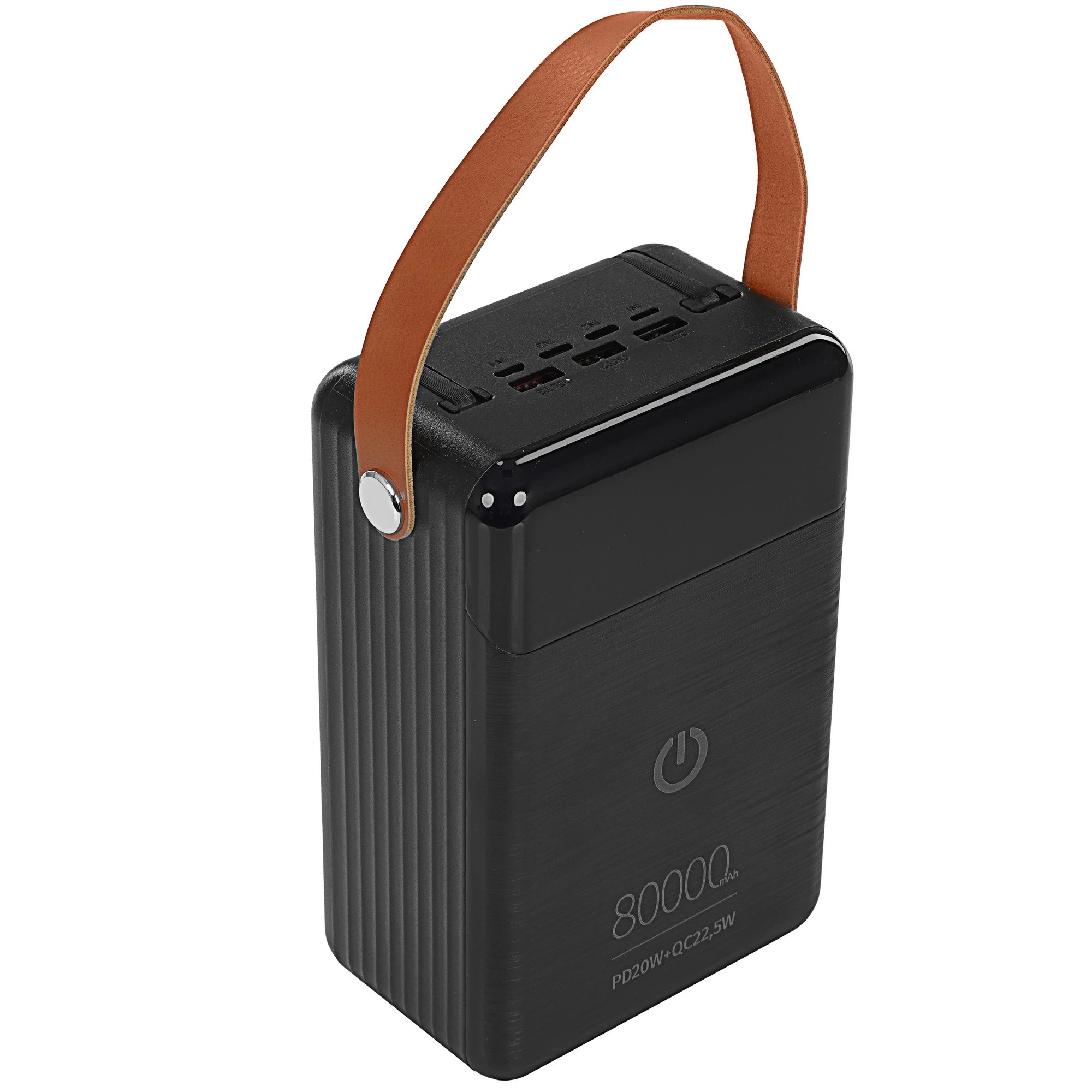 Perfeo Powerbank PRODIGE 80000 mAh/LED/PD + QC 3.0/Type-C/Lightning/3 USB/Выход: 5A, max 22.5W/Black (PF_C3699)