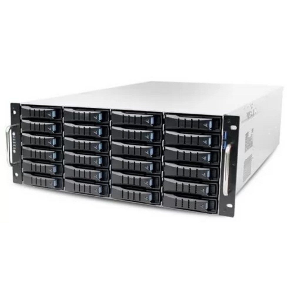 AIC XE1-4ET00-01 4U, 24xSATA/SAS HS 3,5/2,5" universal bay + 2x2,5" 15mm rear HS bay, up to 12"(W) x 13"(D) E-ATX, 12G 24-port EOB BP with 3xSFF-8643, 3x 120x25mm fan (middle), 1200W 1+1 redundant 80+
