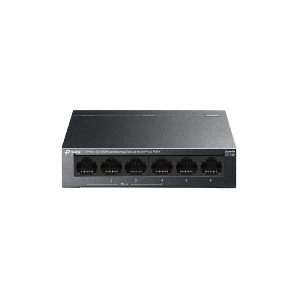 TP-Link LS106P Настольный коммутатор с 6 портами 10/100 Мбит/с (4 порта PoE+)