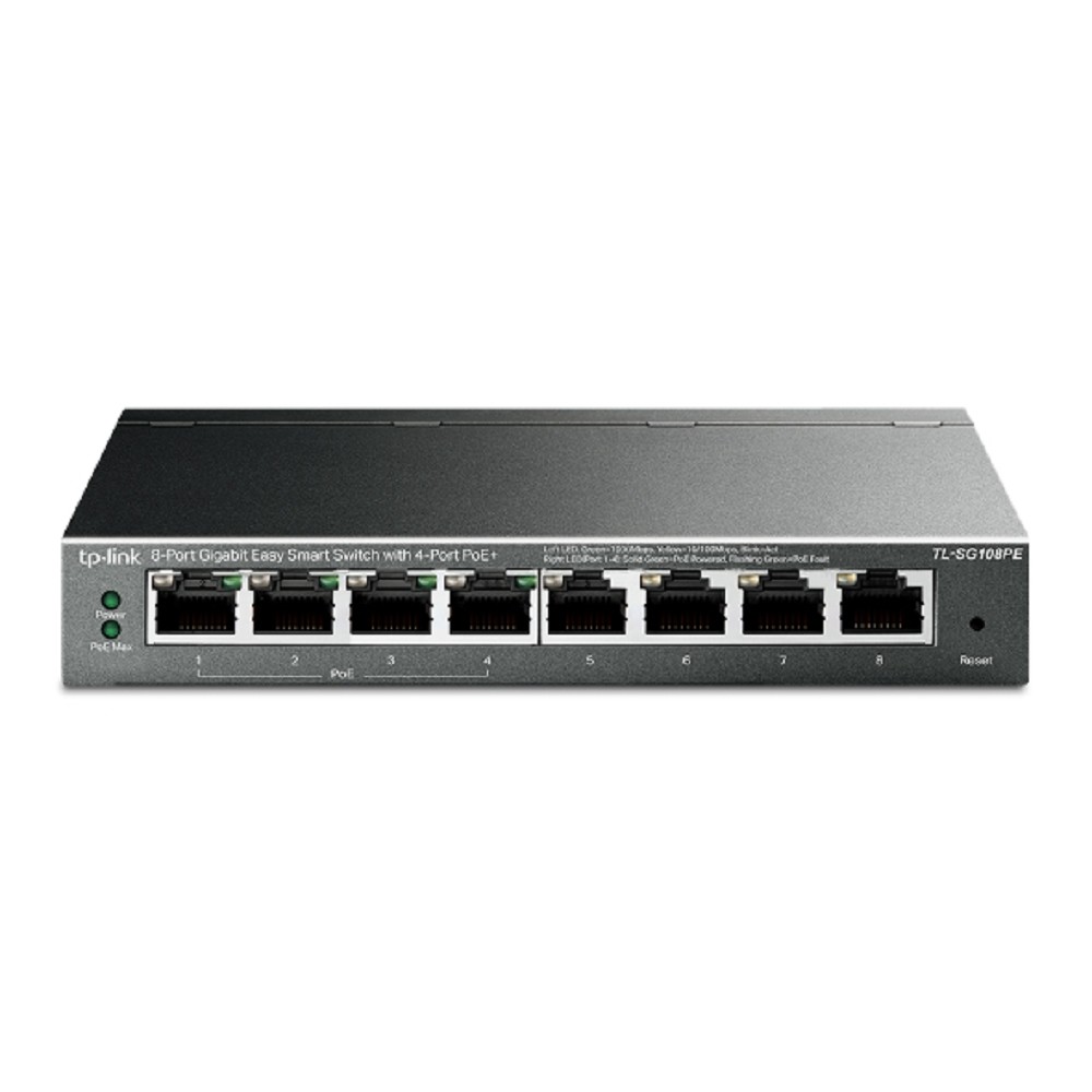 TP-Link TL-SG108PE Коммутатор Easy Smart с 8 гигабитными портами (4 порта PoE+)
