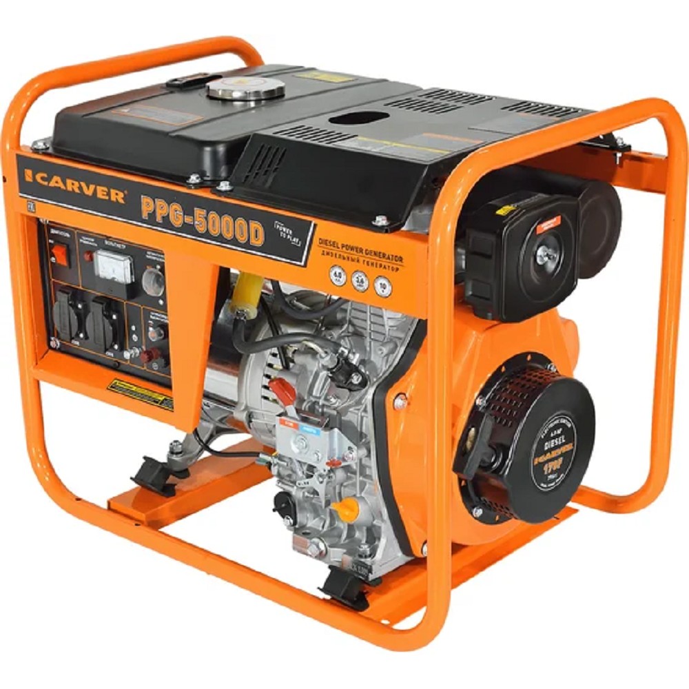Генератор CARVER  PPG - 5000D дизель [01.020.00050] { (LT-178F, 3,3/3,6 кВт, 220В, бак12.5л, медь) (12 шт/пал) }
