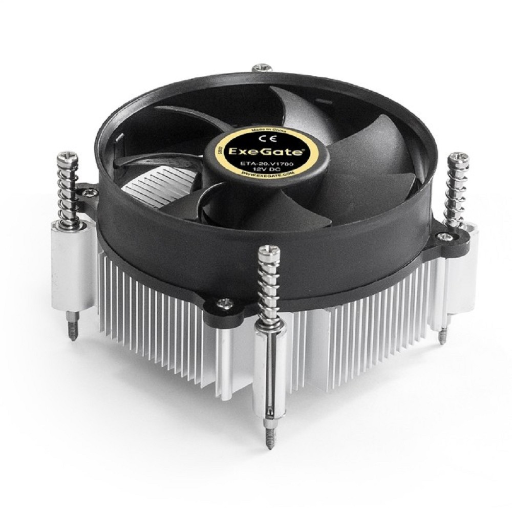 Exegate EX292654RUS Кулер ExeGate ETA-20.V1700 (Al, LGA1700/1150/1151/1155/1156/1200/1366, TDP 90W, Fan 95mm, 2400RPM, Hydro bearing, 3pin, 22db, 340г, с термопастой, на винтах, Color Box)