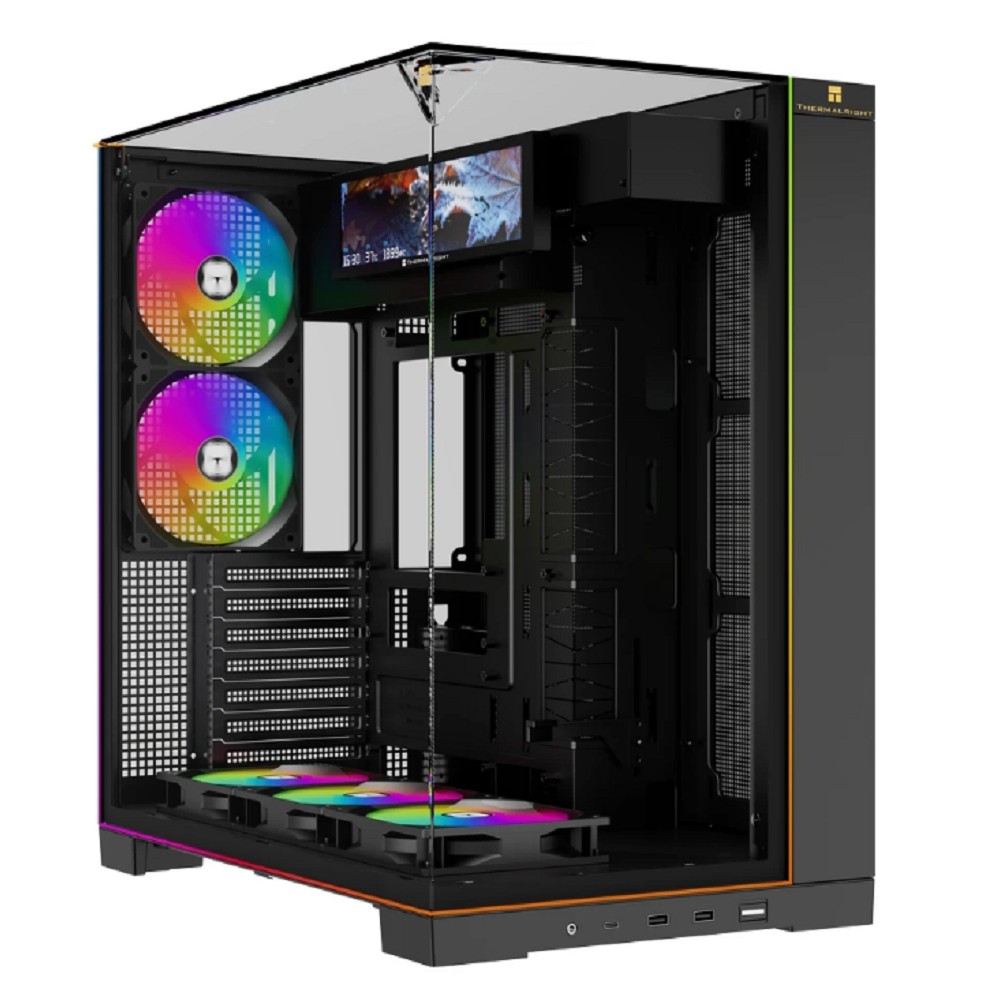 Thermalright Корпус TR-A70 Vision FAN5-C / Black / TG / 5x120mm ARGB PWM Fans / ARGB Strip / 9.16'' LCD screen / USB TYPE-C / ATX  / TRA70VF5CB