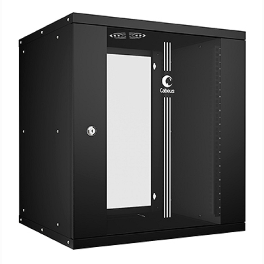 Cabeus WSC-05D-12U55/45-BK Шкаф телекоммуникационный настенный 19" 12U, серия LIGHT разборный, дверь стекло, цвет черный