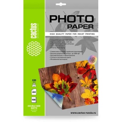 Фотобумага Cactus CS-MA322050DS, A3, для струйной печати, 50л, 220г/м2, белый, покрытие матовое /матовое