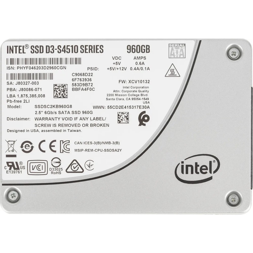 SSD Intel Original SATA III 960Gb SSDSC2KB960G801 963341 SSDSC2KB960G801 DC D3-S4510 2.5"