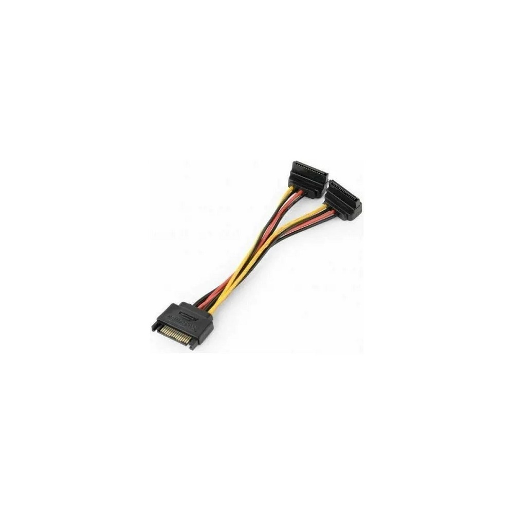 Gembird/Cablexpert Кабель питания SATA, 15см, 15pin (M)/2x15pin(F) на 2 SATA устройства, угловой разъем (CC-SATAM2F-02)