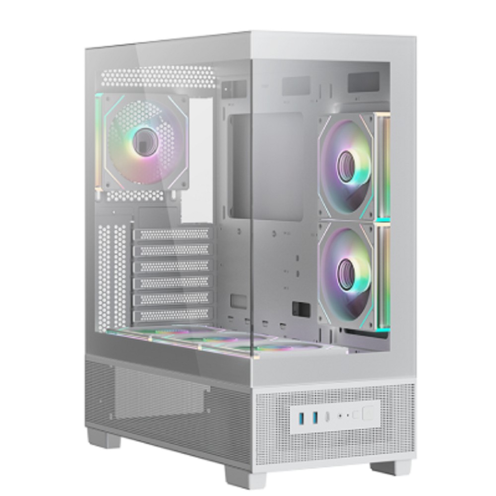 XASTRA Корпус Q500 3ARGB-C10 White ATX/Aquarium/Screewless/ 3x120mm ARGB PWM FM fans/Argb+PWM HUB 10port/ Q500-3FM12A-C10-WH
