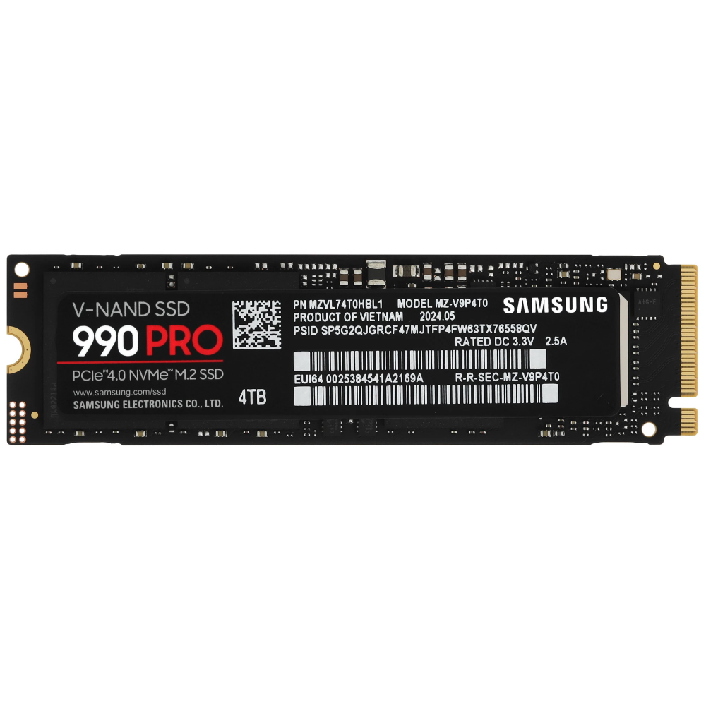 Samsung SSD 4TB 990 PRO PCIe Gen 4.0 x4 NVMe 2.0 V-NAND TLC MZ-V9P4T0BW