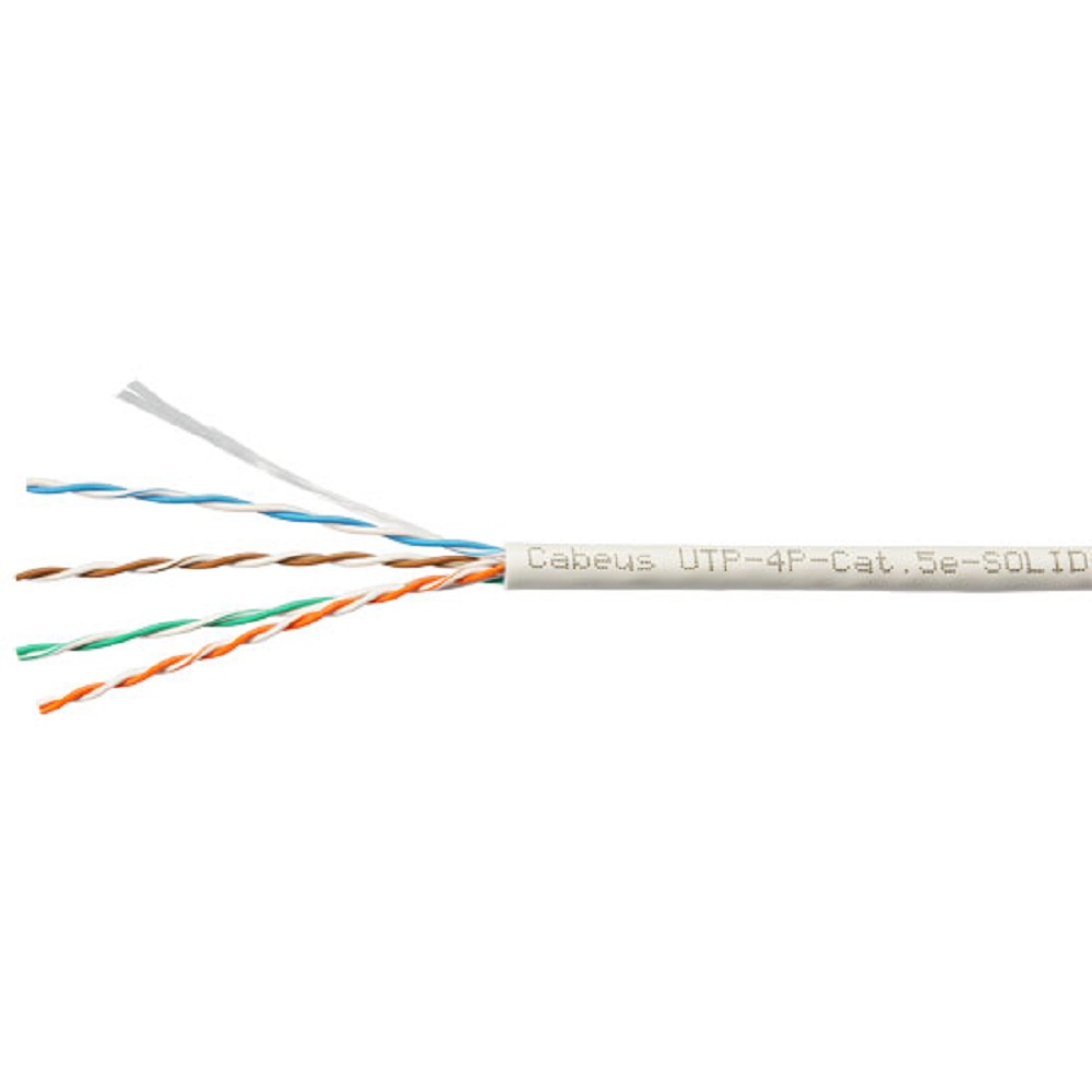 Cabeus UTP-4P-Cat.5e-SOLID-LSZH-GY-LIGHT-100 Кабель витая пара UTP (U/UTP), категория 5e, 4 пары 0,48мм (24 AWG), одножильный, LSZH, нг(А)-HF, серый, (100 м)
