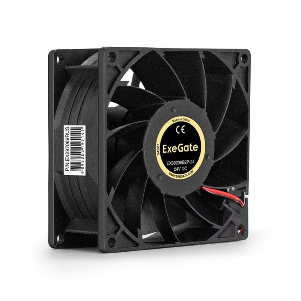 Exegate EX297089RUS Вентилятор 24В DC ExeGate EX09238B2P-24 (92x92x38 мм, 2-Ball (двойной шарикоподшипник), 2pin, 5000RPM, 56dBA)