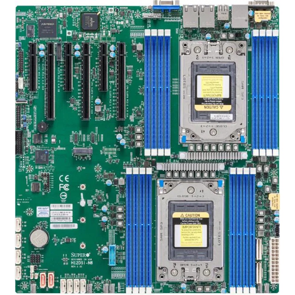 Supermicro MBD-H12DSI-N6-B Материнская плата Dual AMD EPYC™ 7003/7002 Series Processors, 4TB Registered ECC DDR4 3200MHz SDRAM in 16 DIMMs, 10 SATA3, 2 SATADOM, 4 NVMe {10} 