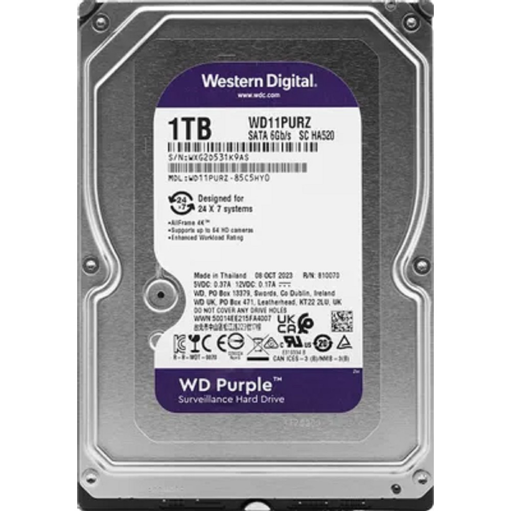 1TB WD Purple (WD11PURZ) {Serial ATA III, 5400- rpm, 64Mb, 3.5"}
