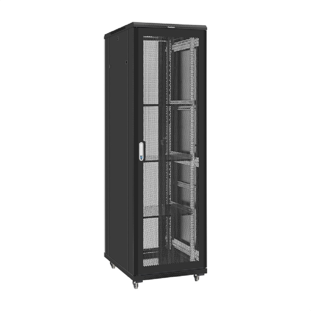 Exegate EX300275RUS Шкаф телекоммуникационный 19" напольный 42U ExeGate EC-FS-42U.600.800.V.V.BLACK (19”, 42U, 600x800x2054mm (ШхГхВ), передняя и задняя двери перфорированные, съемные боковые панели, 