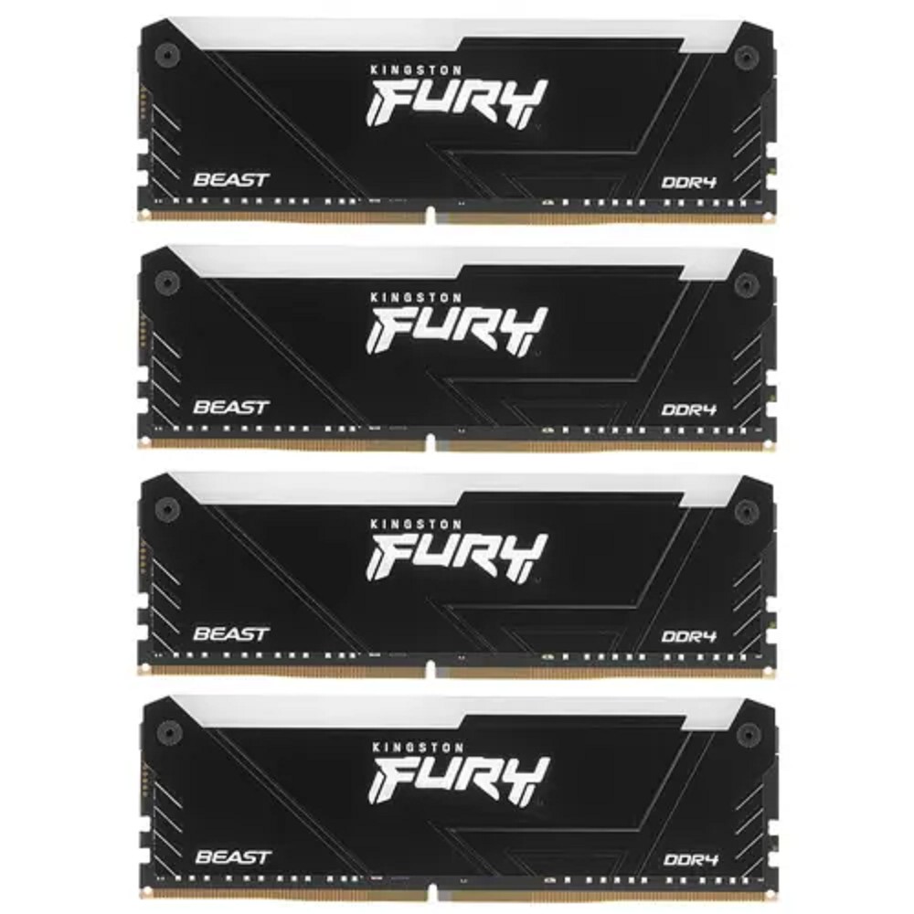 Kingston DDR4 DIMM 32Gb 4x8GB 3200MHz KF432C16BB2AK4/32 Fury Beast RGB RTL Gaming PC4-25600 CL16 288-pin 1.35В dual rank с радиатором Ret