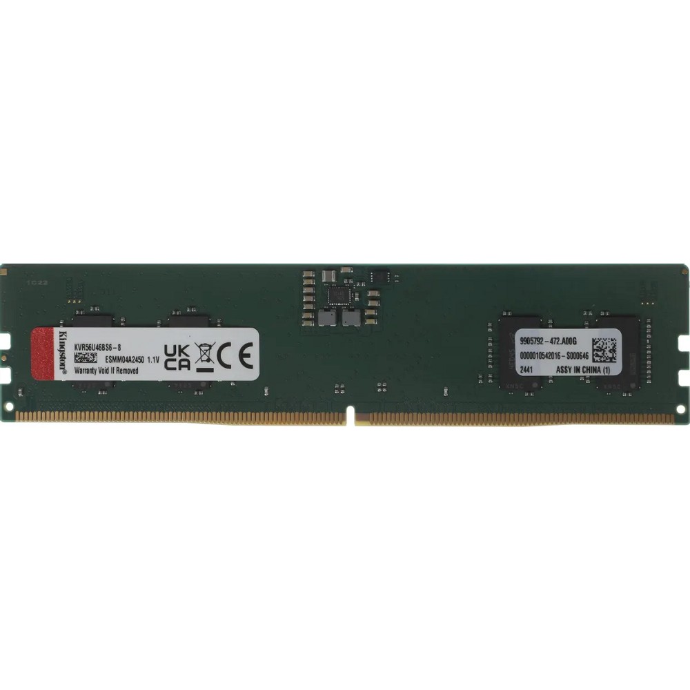 Kingston DDR5 DIMM 8GB 5600MHz KVR56U46BS6-8 Valueram RTL PC5-44800 CL46 288-pin 1.1В single rank Ret