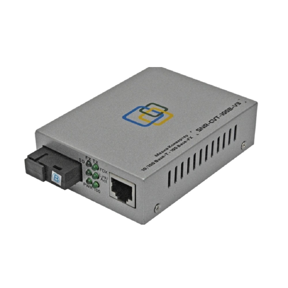 SNR SNR-CVT-100B-V3 Медиаконвертер для преобразования 10/100Base-T в 100Base-FX, Tx/Rx: 1550/1310, расстояние до 20 км.
