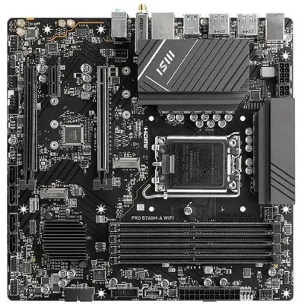 MSI PRO B760M-A WIFI {Soc-1700, Intel B760, 4xDDR5, mATX AC`97 8ch(7.1) 2.5Gg+HDMI+DP}