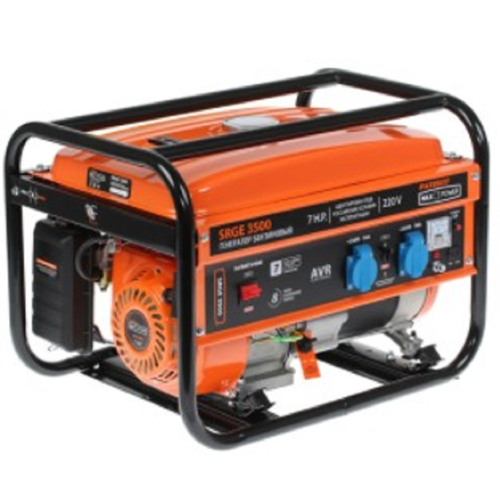 Генератор бензиновый PATRIOT Max Power SRGE 3500 [474103145] {Двигатель: 4т, OHV, АИ-92, 210 сс, 7.0 л.с; Мощность ном/макс: 2.5/2.8 кВт; Объём бака: 15 л; Розетки: 2 евро 16А; Вес: 39 кг;}