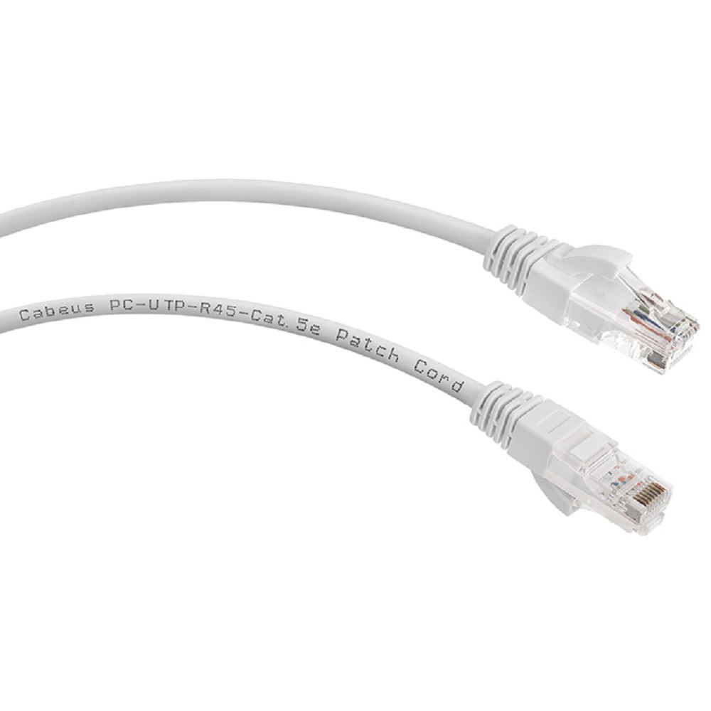 Cabeus PC-UTP-RJ45-Cat.5e-1m-WH Патч-корд U/UTP, категория 5е, 2xRJ45/8p8c, неэкранированный, белый, PVC, 1м