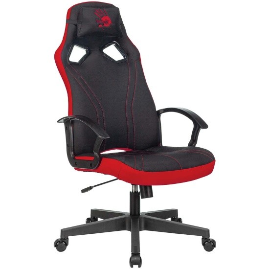 Кресло игровое A4TECH Bloody GC-150, на колесиках, ткань, черный/красный