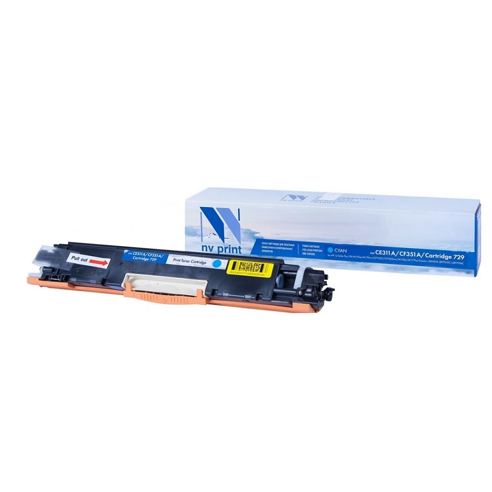 NVPrint CE311A/CF351A/Canon 729 Картридж для HP LaserJet Color Pro 100 M175a/M175nw/CP1025/CP1025nw/M176n/M177fw/Canon i-SENSYS LBP7010C/LBP7018C Cyan (1000k)