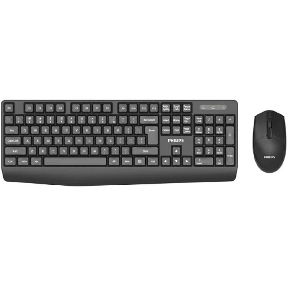 Philips Беспроводной Комплект  SPT6337, 2.4 GHz 104 клав/3 кнопки, 1600dpi, русская заводская раскладка, чёрный