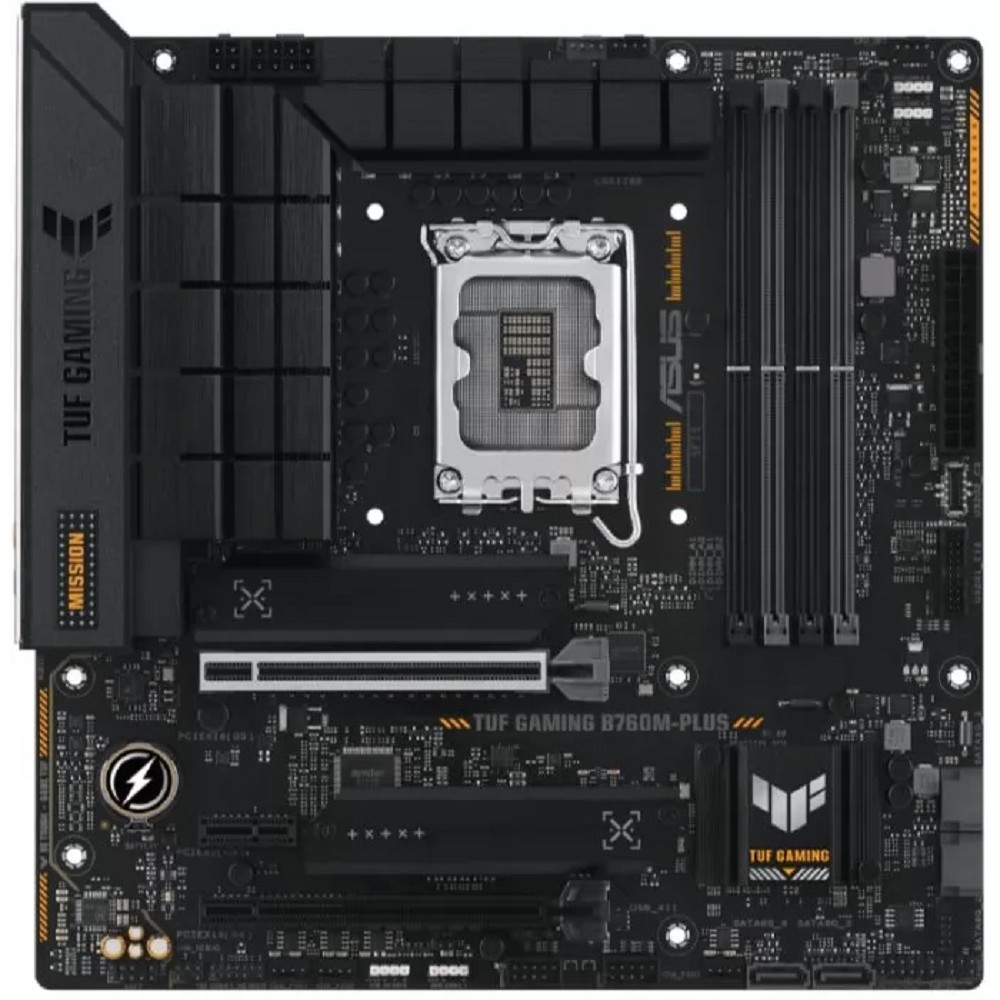 ASUS TUF GAMING B760M-PLUS (Socket 1700, mATX, 4xDDR5(192GB), DP/HDMI, 1xPCIe 5.0x16/1xPCIe 4.0x16/1xPCIe 4.0, 1xLAN (2.5GbE), 4xSATA 6Gb/s, 2xM.2, 1xType-C, 5xUSB 3.2, 2xUSB 2.0)