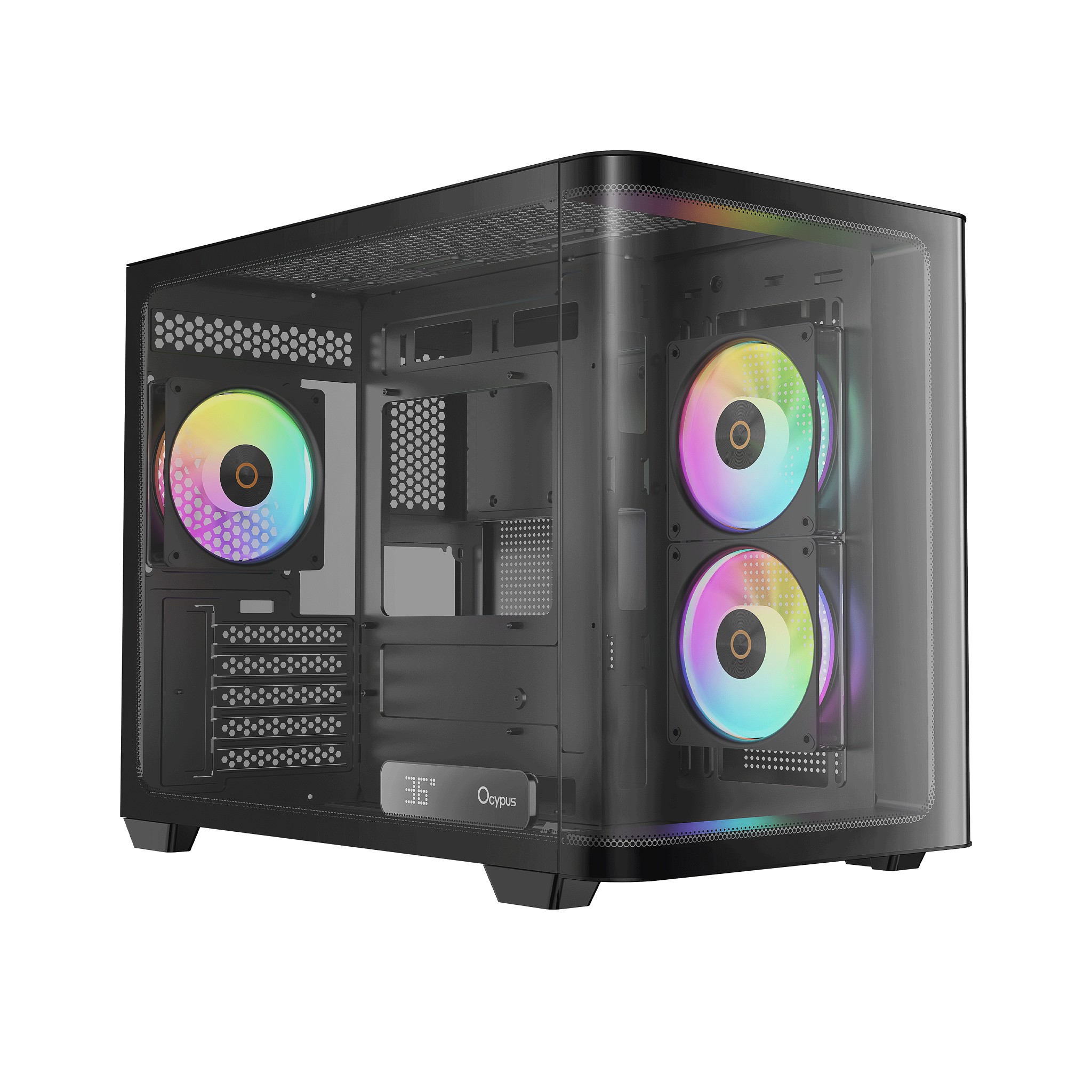 Case Ocypus Iota C50 BK Curve ARGB Digital mATX /win /black / 3 ARGB fans / no PSU / Tempered Glass