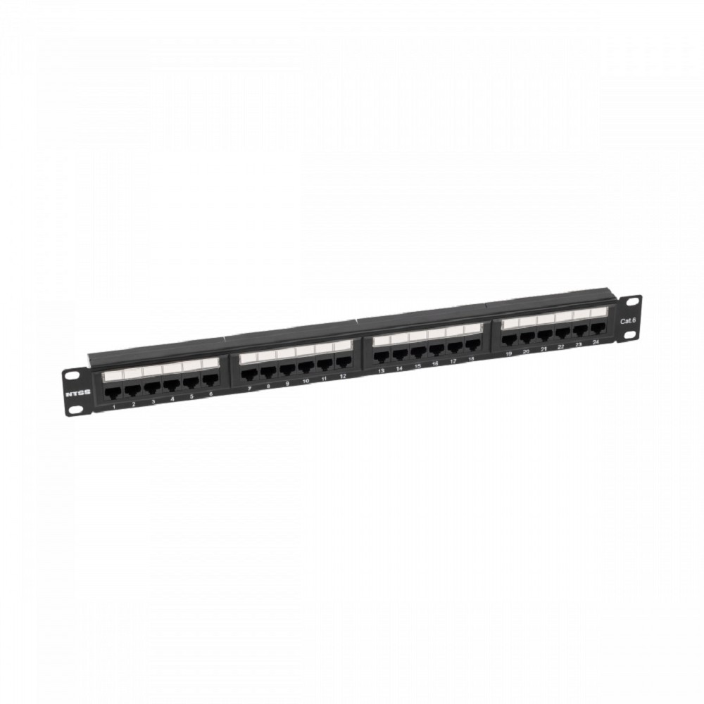 NTSS Патч-панель NTSS 24 UTP порта RJ45, cat.6, 1U, Dual IDC, без органайзера NTSS-PP-1U-24-UTP-RJ45-6-D