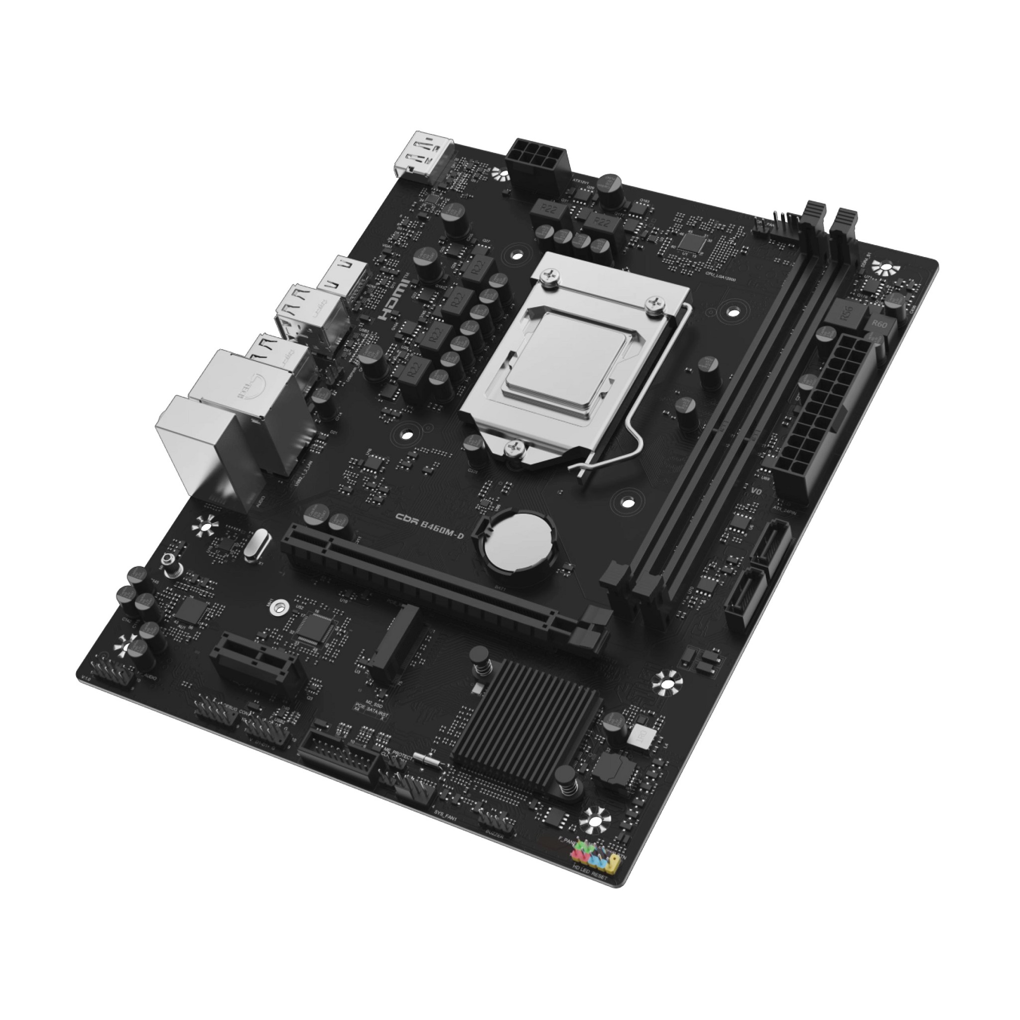 Материнская плата CBR B460M-D { Chipset Intel B460, Socket 1200, 2*DDR4, mATX, DP+HDMI, 1*PCIe x16, 1*PCIe x1, 1 M.2, 2 SATA3,2*USB 2.0 + 4*USB3.0 }