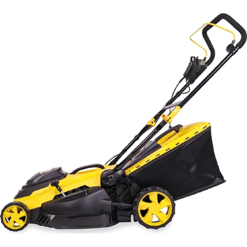 CHAMPION Газонокосилка эл. EM4118 { 1,8 кВт пласт.+ткань травосб. 50л ширина 420мм 25-75мм, 13кг }