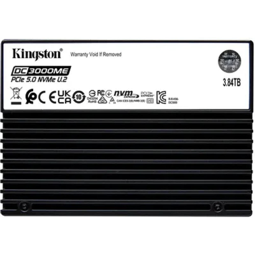 Твердотельный накопитель/ Kingston SSD DC3000ME 3840GB, U.2(2.5" 15mm), NVMe, PCIe Gen 5x4, 3D TLC, R/W 14000/5800MB/s, IOPs 2 700 000/300 000, TBW 7008, DWPD 1 (12 мес)