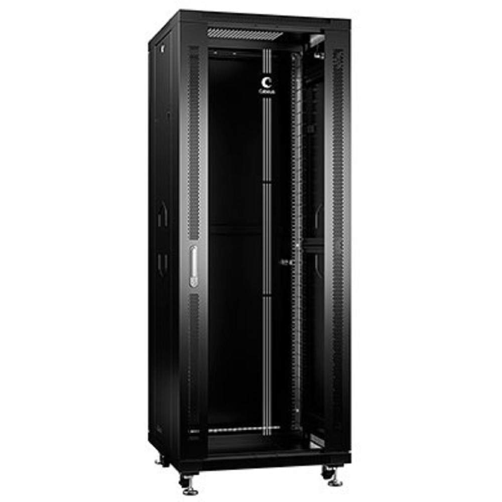 Cabeus SH-05C-32U60/100-BK Шкаф монтажный телекоммуникационный 19" напольный для распределительного и серверного оборудования 32U 600x1000x1610mm передняя стеклянная и задняя сплошная металлическая дв