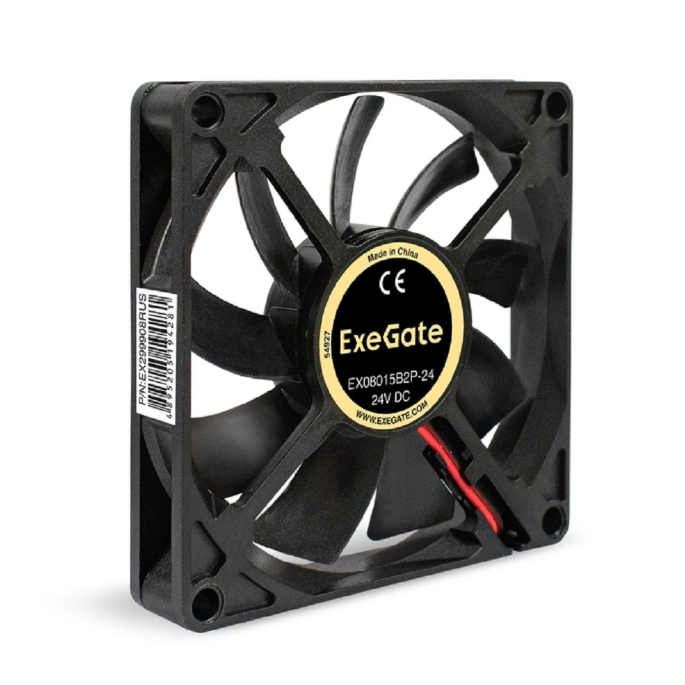 Exegate EX299908RUS Вентилятор 24В DC ExeGate EX08015B2P-24 (80x80x15 мм, 2-Ball (двойной шарикоподшипник), 2pin, 2550RPM, 30dBA)