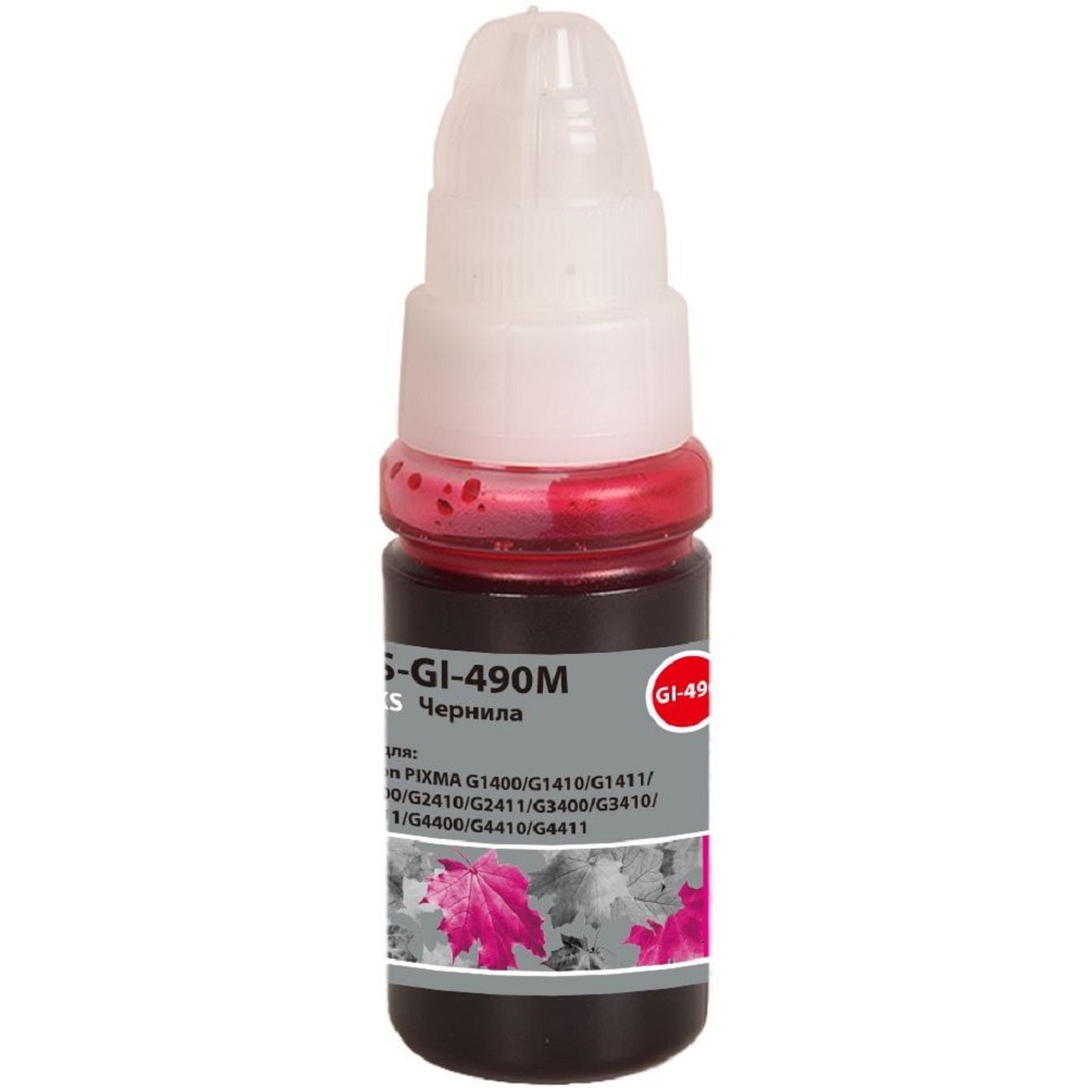 Чернила Cactus CS-GI-490M пурпурный 70мл для Canon PIXMA G1400/G1410/G1411/G2400/G2410/G2411/G3400/G3410/G3411/G4400/G4410/G4411