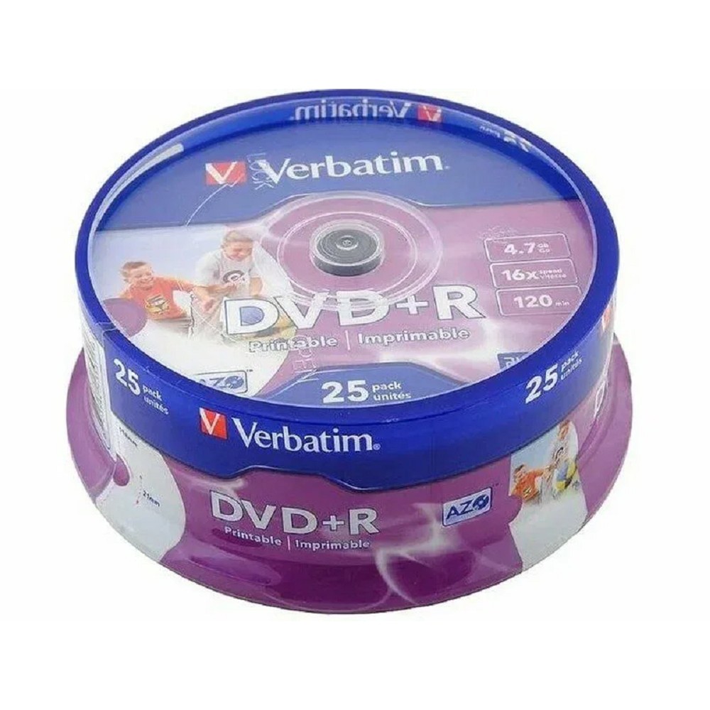 Verbatim Диски DVD+R 4.7Gb 16х, 25 шт, Cake Box (43500)