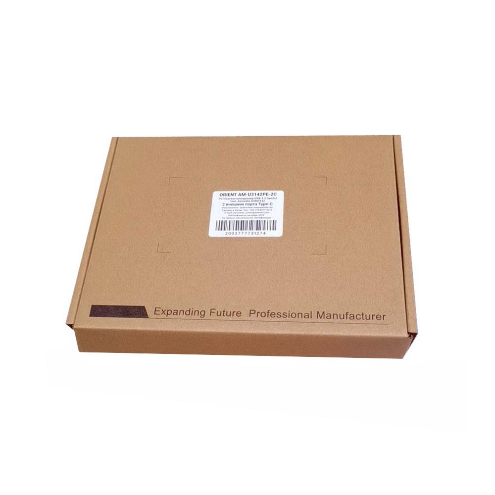 ORIENT AM-U3142PE-2С, Контроллер PCI-Ex4 v3.0, USB 3.2 Gen2, скорость до 10 Гбит/с, 2-port ext Type-C, ASM3142 chipset, разъем доп.питания, в комплекте LP планка крепления (31274)