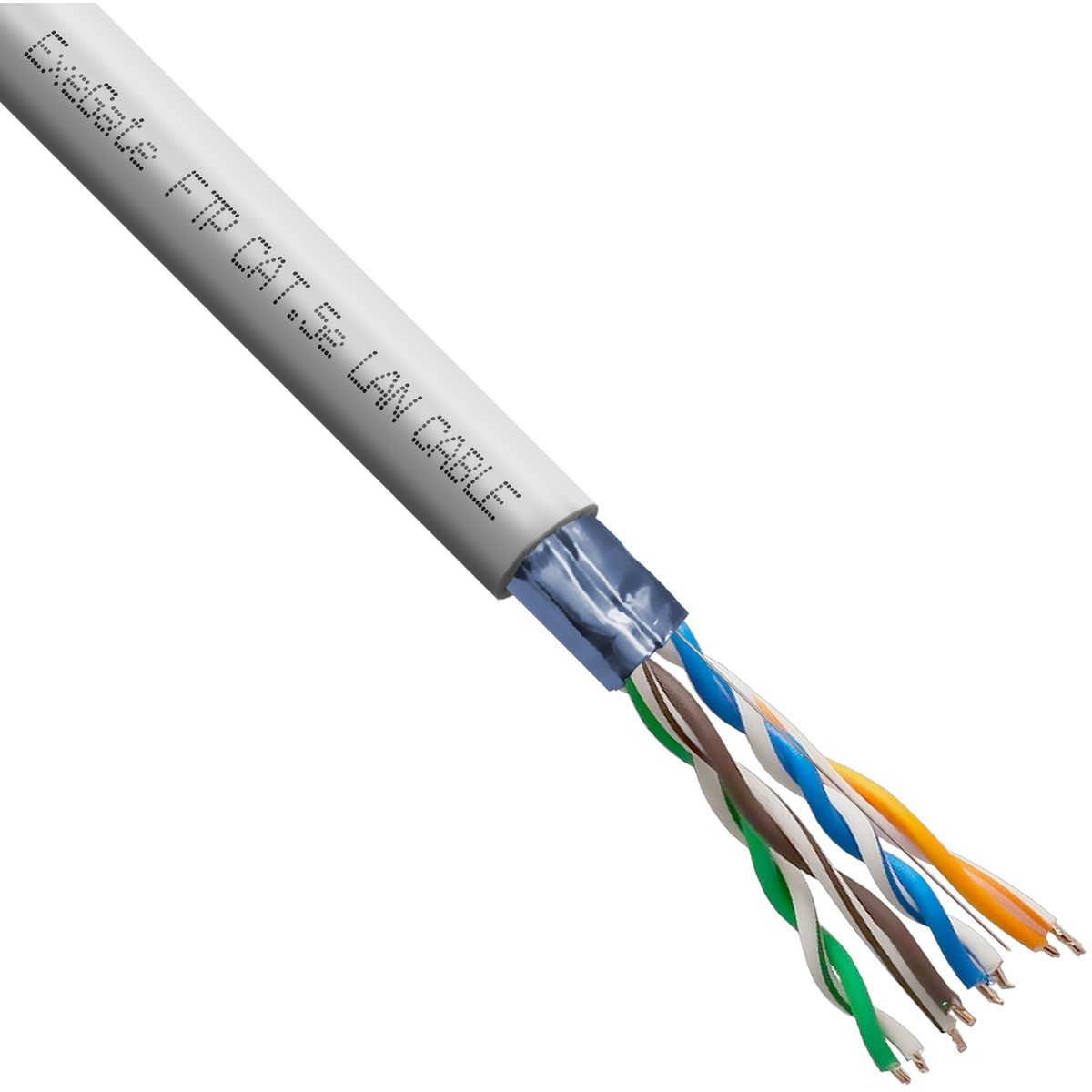 Exegate EX301074RUS Кабель ExeGate FUTP4-C5e-CCA-S24-IN-PVC-GY-305 FTP 4 пары кат.5e CCA, 0.52мм (24AWG), экран, 305м, серый, PVC