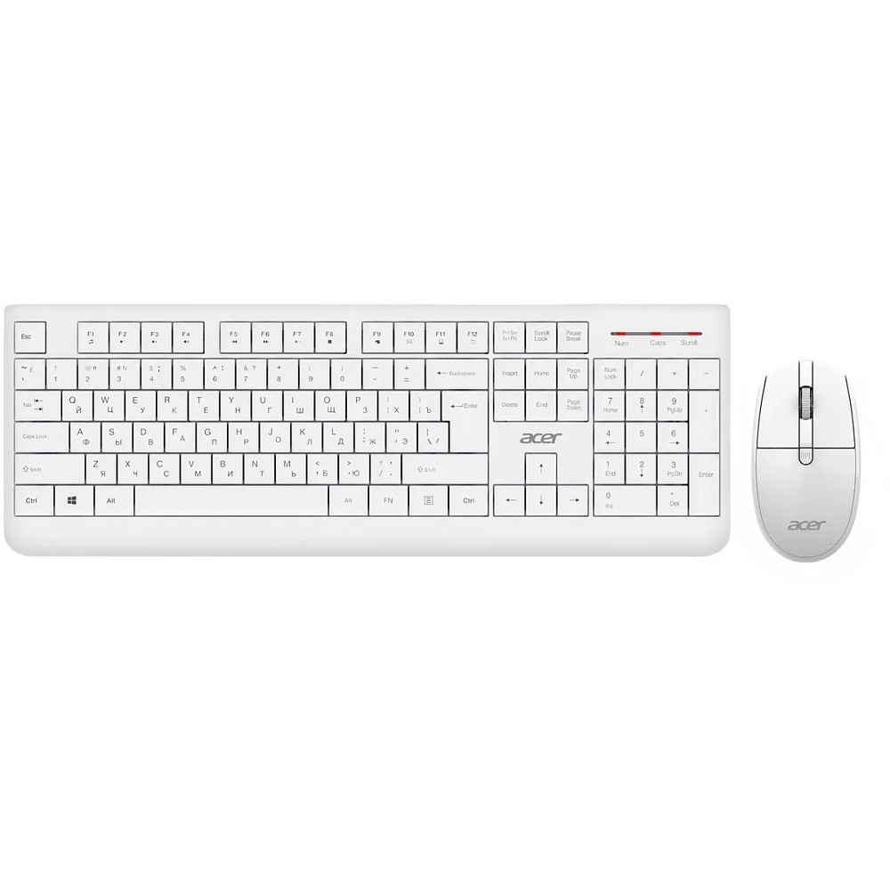 Acer OCC401 [ZL.ACCCC.017] Комплект (клавиатура + мышь) white (USB, 1600dpi, multimedia)беспроводной