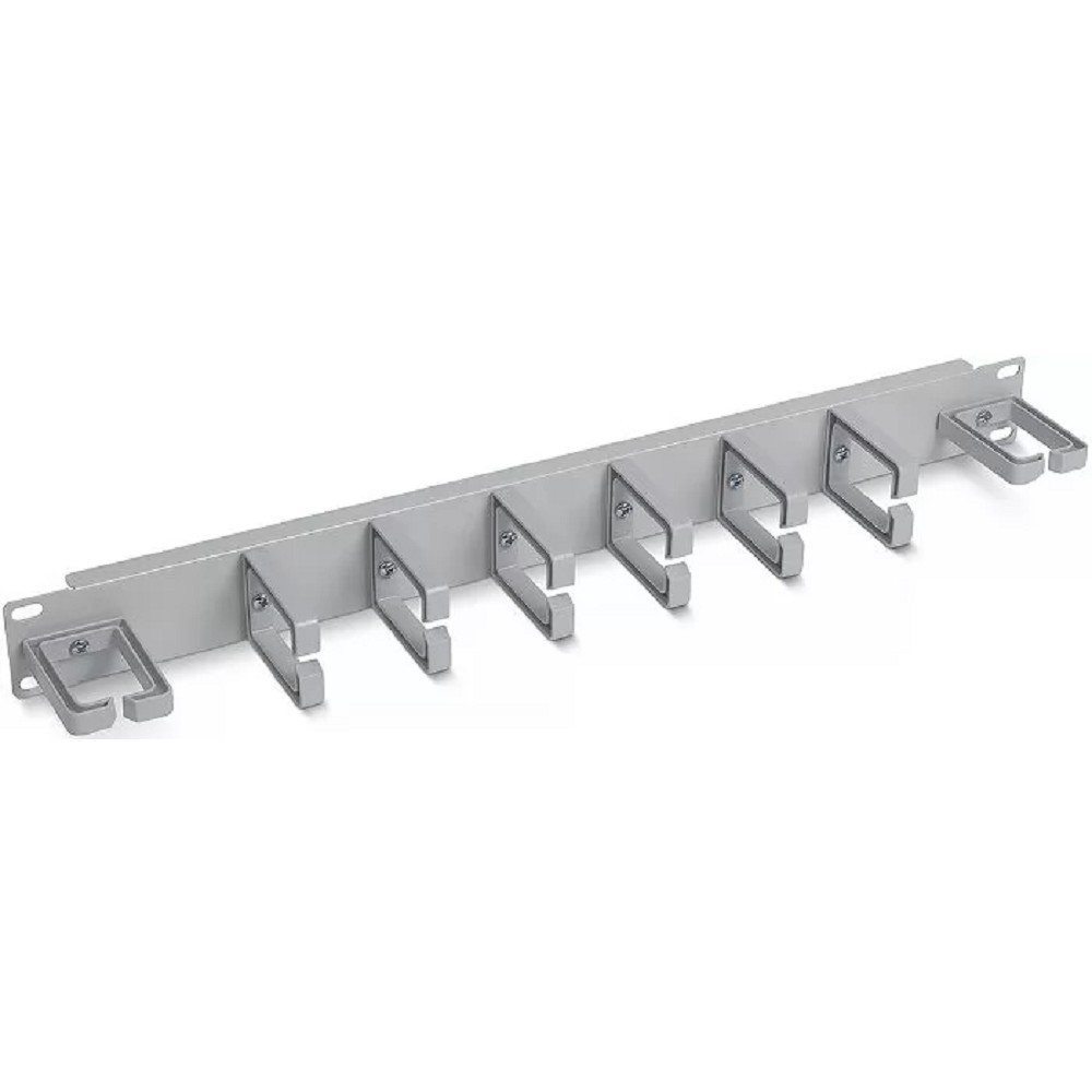 Cabeus JB08-1U-PR-GY Кабельный органайзер горизонтальный 19" 1U, 8 пластиковых колец, металлический, цвет серый (RAL7035)