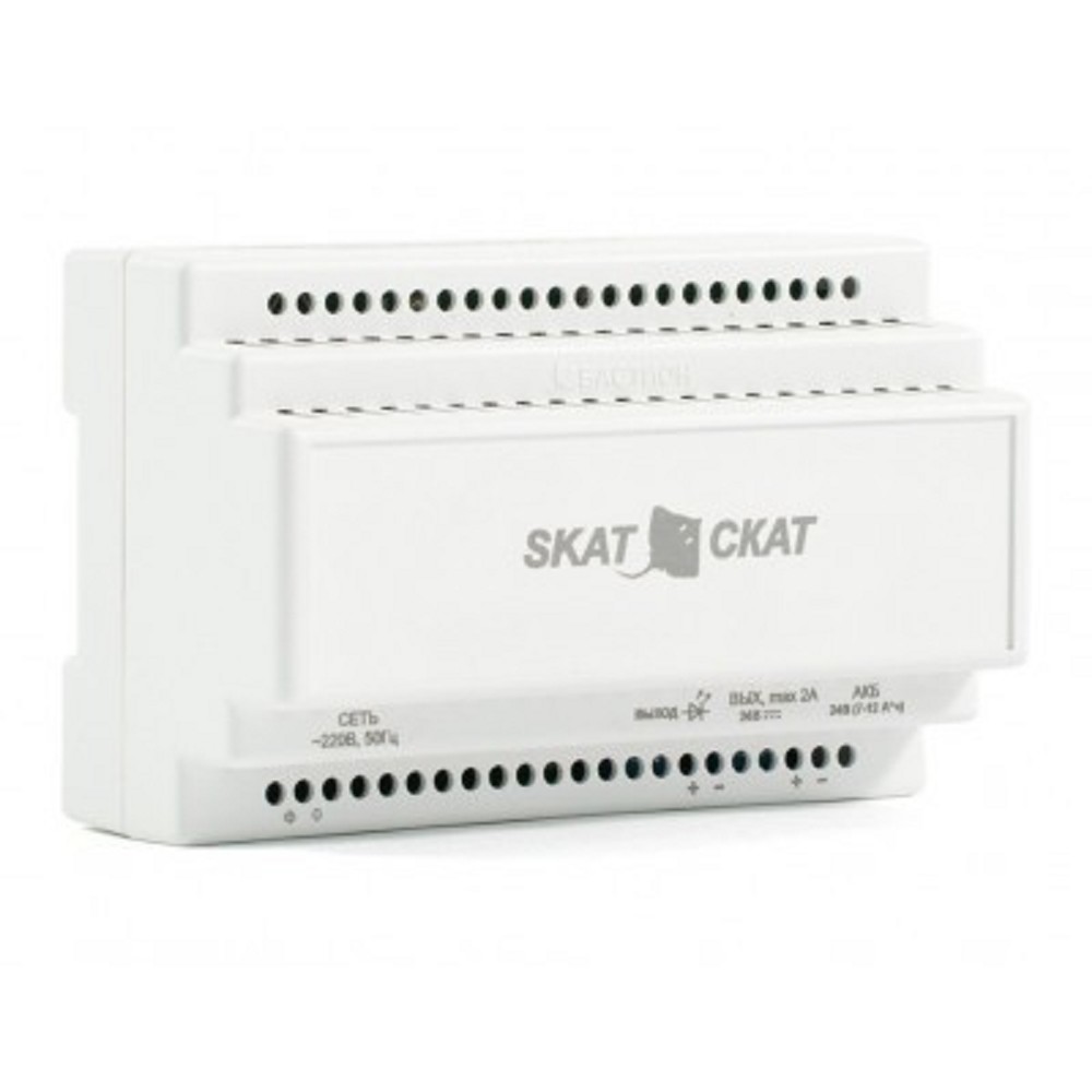 БАСТИОН SKAT-24-2.0 DIN (СКАТ ИБП-24/2-DIN) источник питания 24В 2А пластиковый корпус под DIN рейку 35 мм, МПТ (585)